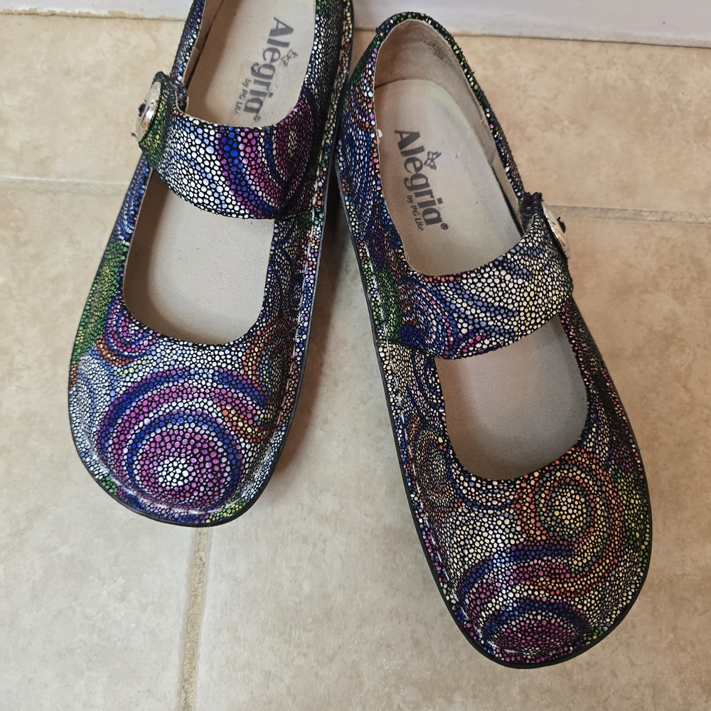 Alegria Multicolor Patterned Mules - image 3
